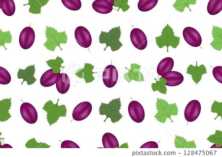 Purple grapes and its leaves doodle seamless pattern design for background, wallpaper or printing. Purple grapes and its leaves doodle seamless pattern design for background, wallpaper or printing. 128475067