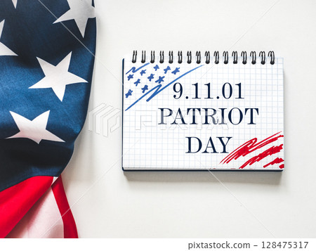 Patriot Day. American flag and lettering 128475317