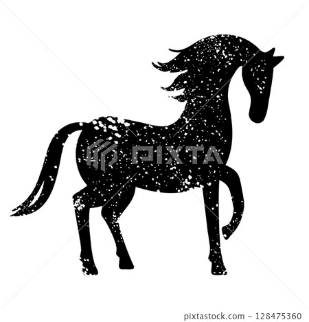 郵票式馬插圖素材 郵票式馬插圖素材 128475360