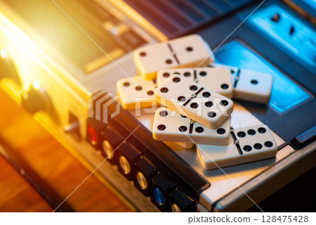 Heap of Domino tiles Heap of Domino tiles 128475428