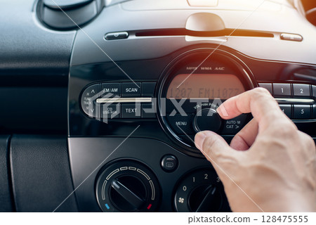 Modern car radio and CD player Modern car radio and CD player 128475555