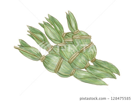 水彩手繪風格竹餃子 128475585