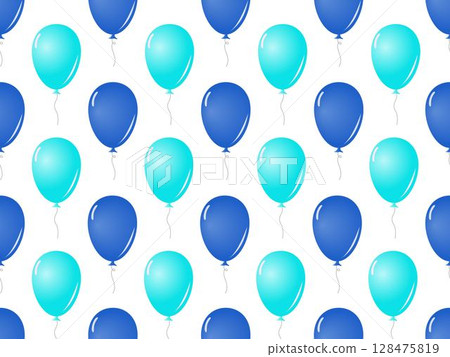 Seamless pattern design of light and dark blue balloons floating on white background, for background, wallpaper, wrapping paper or other decorative purposes. 128475819