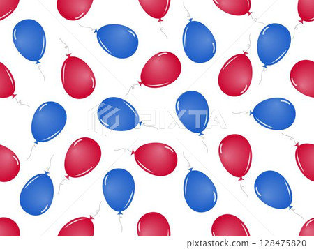 Seamless pattern design of red and blue balloons floating on white background, for background, wallpaper, wrapping paper or other decorative purposes. 128475820