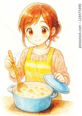 做燉煮的食物的主婦 128475896