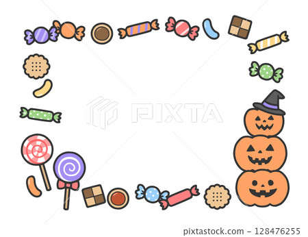 萬聖節南瓜和糖果框架 128476255