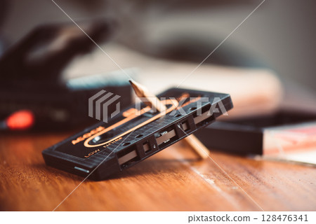 Audio cassette tape Audio cassette tape 128476341