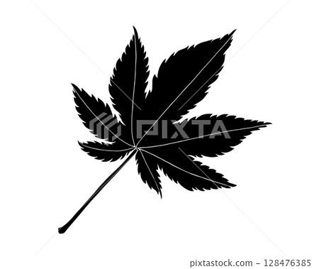 秋葉的黑白插圖（有白色邊框） 128476385