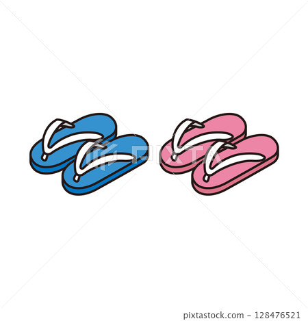 Men's and women's beach sandals illustration 128476521