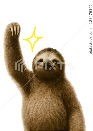 Sloth raising his fist in celebration 128476545