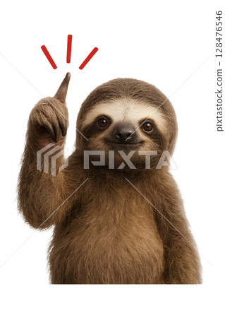 A sloth holds up his finger to express his inspiration 128476546