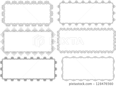 Vintage calligraphy style frame material 151 <Decorative borders, decorative frames, monochrome line drawings, horizontal position> Vintage calligraphy style frame material 151 <Decorative borders, decorative frames, monochrome line drawings, horizontal position> 128476560