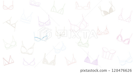 Lace Bra and Underwear Doodle Hand Drawn Female Lingerie Set in Vector Format 128476626