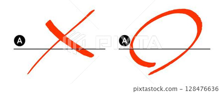 手繪正確和不正確的答案，用於考試評分 128476636