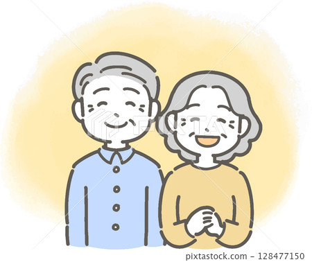 Illustration of smiling senior men and women 128477150