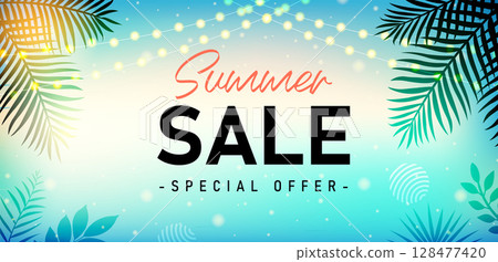 夏季大減價夏季大減價/向量橫幅插圖 夏季大減價夏季大減價/向量橫幅插圖 128477420