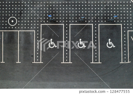 Top view of disabled parking lots . 128477555