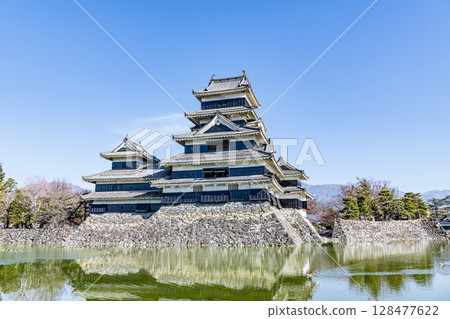 Matsumoto City, Nagano Prefecture, National Treasure Matsumoto Castle on a sunny day 128477622