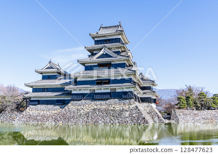 長野縣松本市，國寶松本城，陽光明媚的日子 128477623