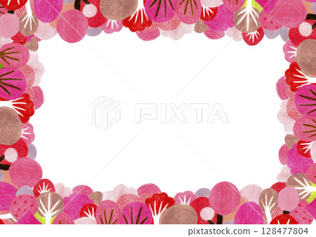 Hand-drawn illustration, cherry blossom frame, A3 size Hand-drawn illustration, cherry blossom frame, A3 size 128477804
