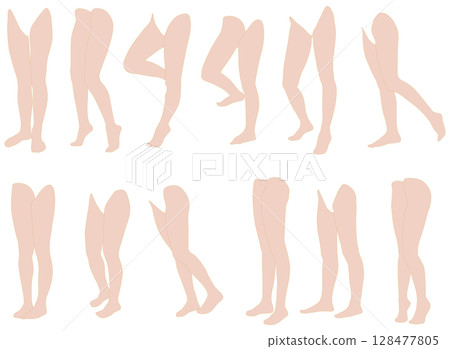 女性腿模插畫集2-11斜前左1.一組下半身各種姿勢的插畫 128477805