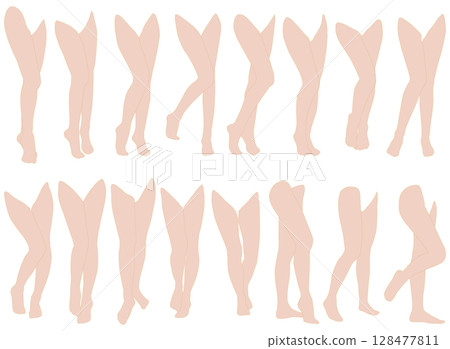 Female leg model illustration collection 2-17 knee right front 1. A set of illustrations of various poses of the lower body Female leg model illustration collection 2-17 knee right front 1. A set of illustrations of various poses of the lower body 128477811