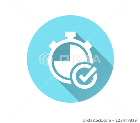Time management flat icon with long shadow for graphic and web design. 128477939