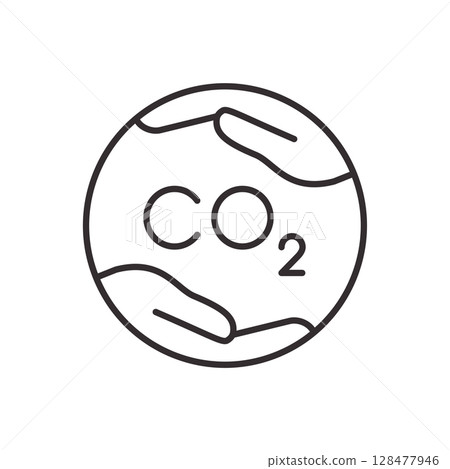 Co2 icon. Symbol of carbon control and environmental protection. Vector illustration. Editable stroke. Co2 icon. Symbol of carbon control and environmental protection. Vector illustration. Editable stroke. 128477946
