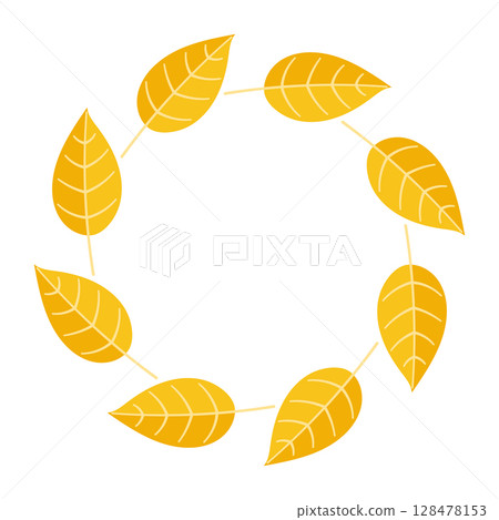 Autumn leaves wreath in warm colors of red, orange, and yellow 128478153