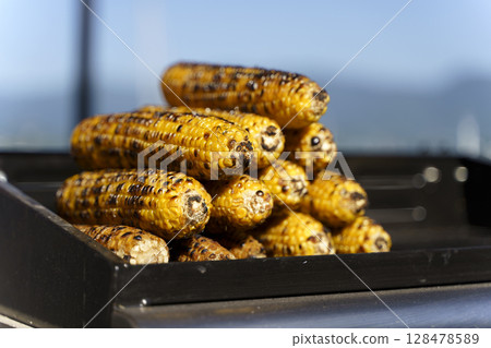 Grilled Corn on the Cob. Summer Street Food Delight 128478589