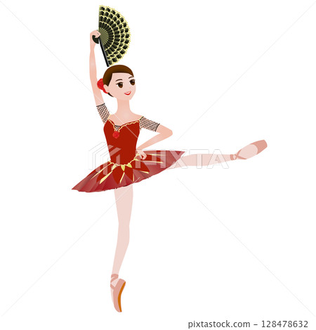Illustration of a dancer_An image of a ballerina dancing Kitri in the ballet "Don Quixote" 128478632