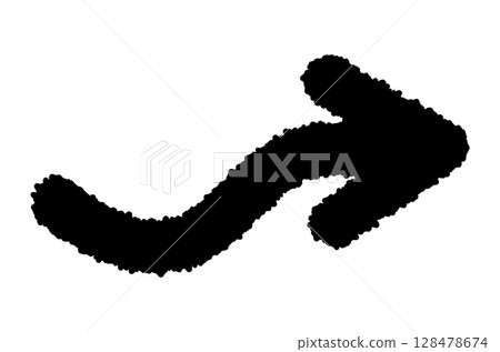 Meandering crayon-drawn black arrow icon 128478674