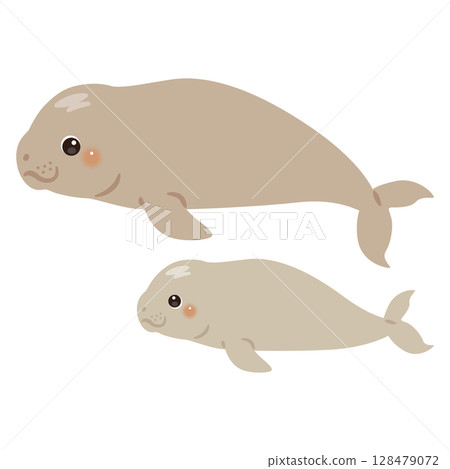 Dugong parent and child illustration 128479072