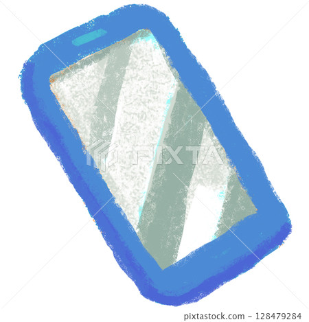 Crayon touch smartphone hand-drawn illustration 128479284