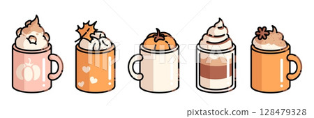 Autumn coffee cup collection 128479328