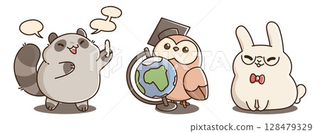 Cartoon school animals 128479329