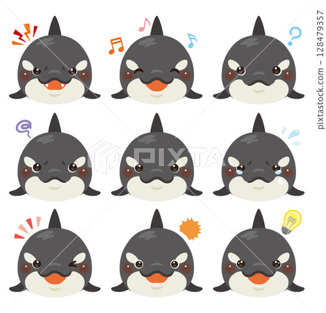 虎鯨插圖集 - 僅限臉部表情 128479357