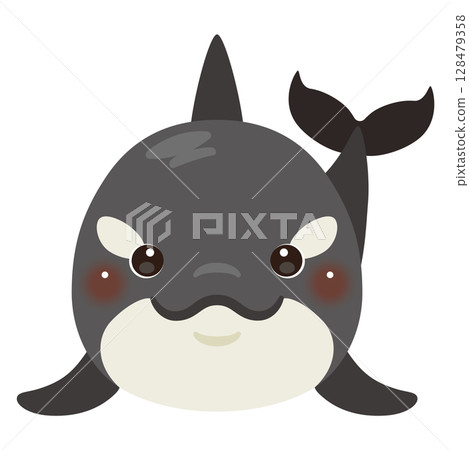 從正面看到的虎鯨插圖 128479358