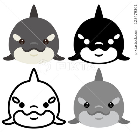 Killer whale face icon set Killer whale face icon set 128479361