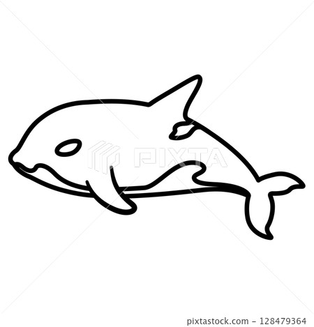 Line drawing of a killer whale looking sideways Line drawing of a killer whale looking sideways 128479364