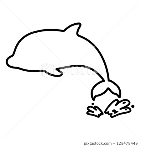 跳躍海豚的線條畫 跳躍海豚的線條畫 128479449