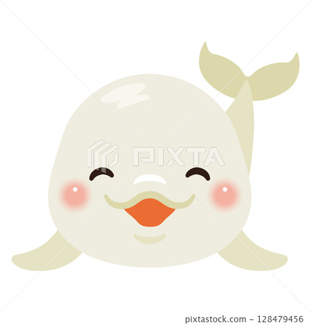 從正面看微笑的白鯨插圖 128479456