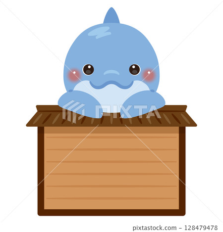 騎在木牌上的海豚人物插圖 128479478