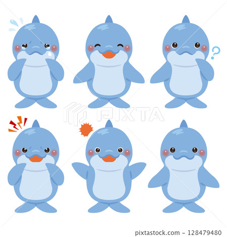 海豚人物插圖臉部表情集 海豚人物插圖臉部表情集 128479480