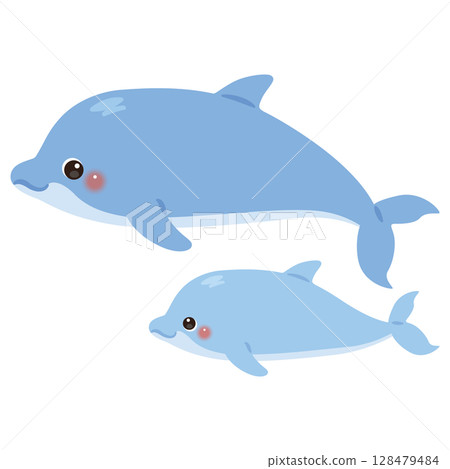 Dolphin parent and child illustration Dolphin parent and child illustration 128479484