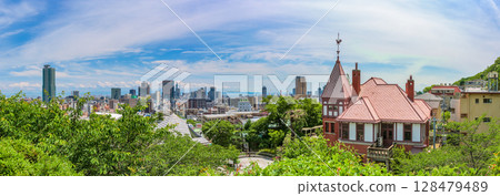 Panoramic view of Kobe cityscape: Kitano Ijinkan district Panoramic view of Kobe cityscape: Kitano Ijinkan district 128479489