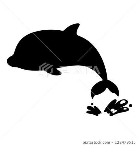 Jumping dolphin silhouette Jumping dolphin silhouette 128479513