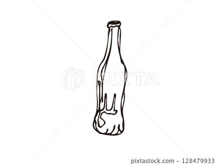 一瓶果汁的手繪線條藝術插圖 128479933