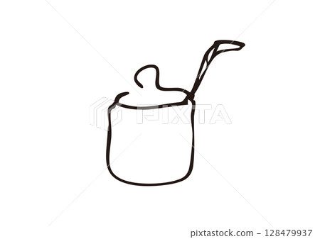 Sugar pot hand drawn line illustration Sugar pot hand drawn line illustration 128479937