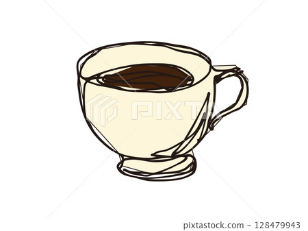 Loose line drawing of a coffee cup illustration 128479943